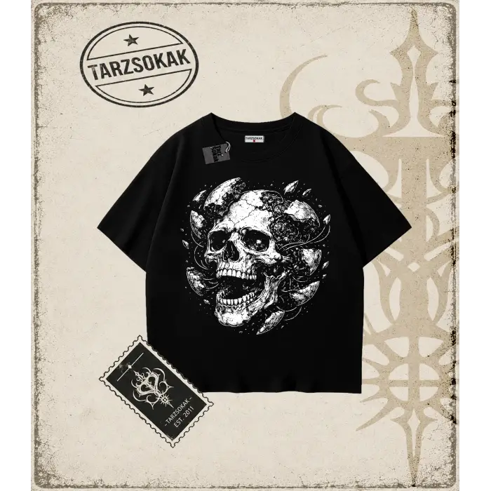 CYBER PUNK SKULL   Oversize Unisex Tişört