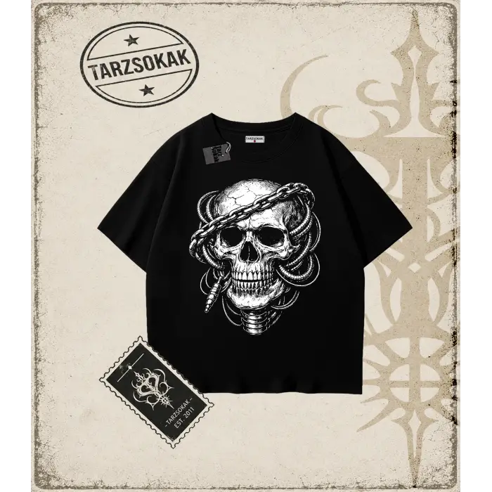 CYBER PUNK SKULL   Oversize Unisex Tişört