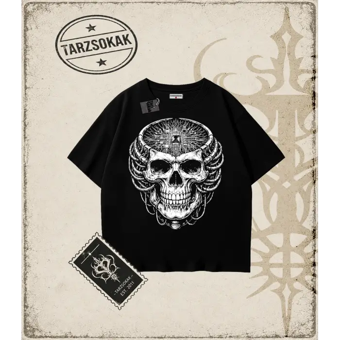 CYBER PUNK SKULL Oversize Unisex Tişört
