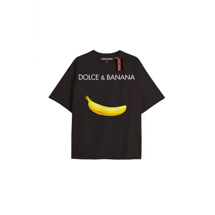 D BANANA Unisex Oversize Yazılı Tshirt SİYAH