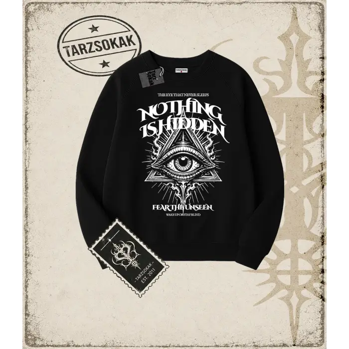 DARK OCCULT FRONT Oversize Unisex Bisiklet Yaka Sweatshirt