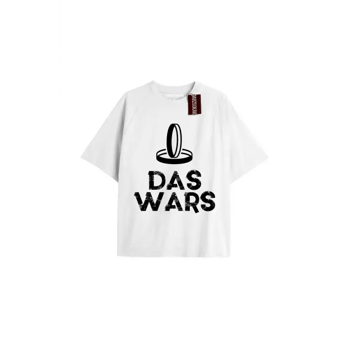 DAS WARS Unisex Oversize Yazılı Tshirt BEYAZ
