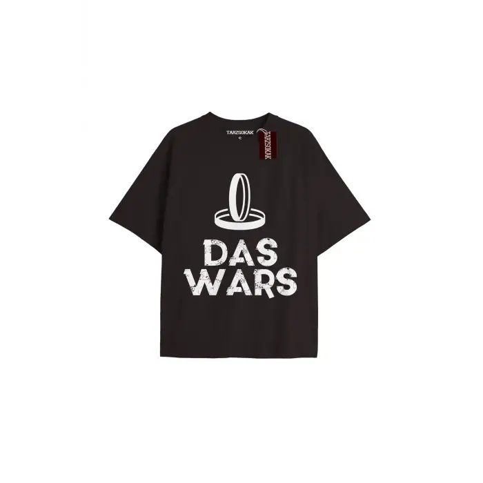 DAS WARS Unisex Oversize Yazılı Tshirt SİYAH