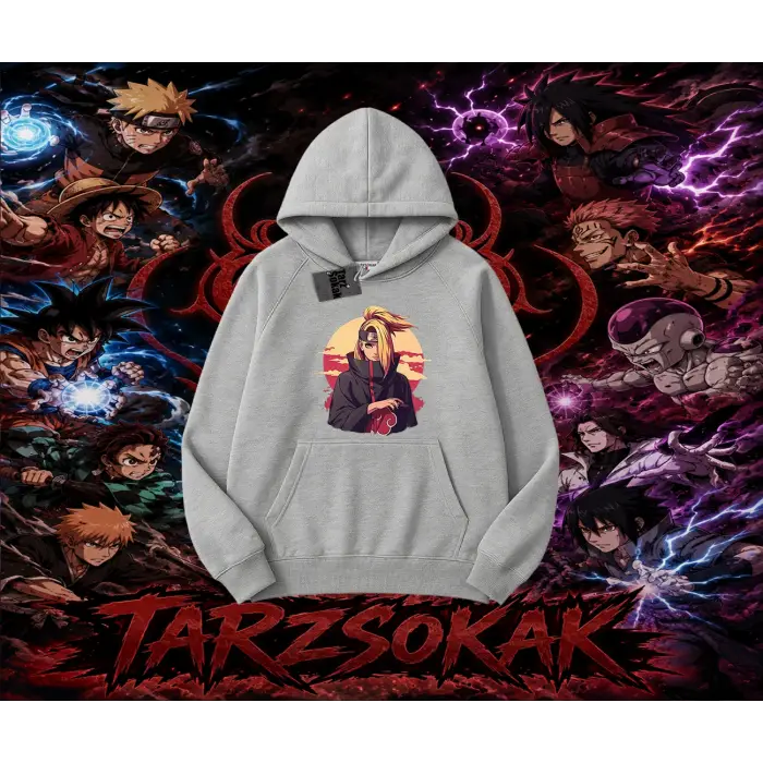 Deidara Naruto Anime Karakteri Oversize Unisex Kapşonlu Sweatshirt Beyaz