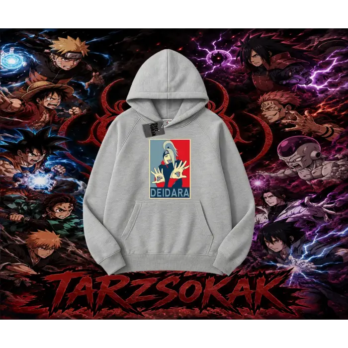 Deidara Naruto Anime Karakteri Oversize Unisex Kapşonlu Sweatshirt Beyaz