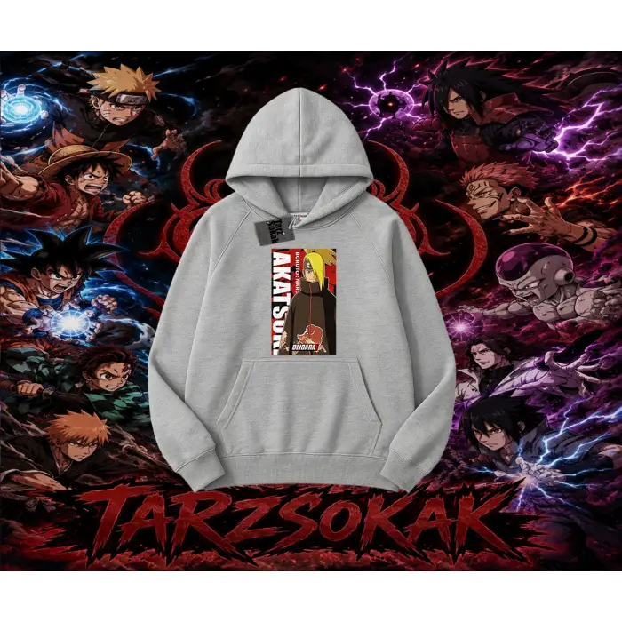 Deidara Naruto Anime Karakteri Oversize Unisex Kapşonlu Sweatshirt Beyaz