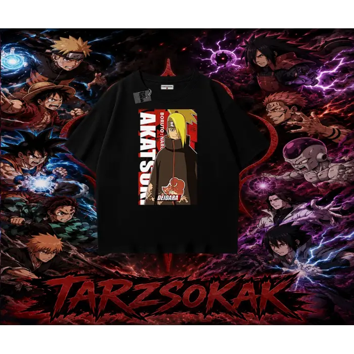 Deidara Naruto Anime Karakteri Oversize Unisex Tişört Beyaz