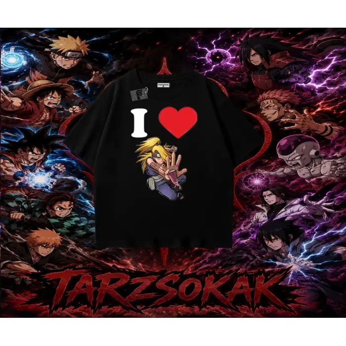 Deidara Naruto Anime Karakteri Oversize Unisex Tişört Beyaz