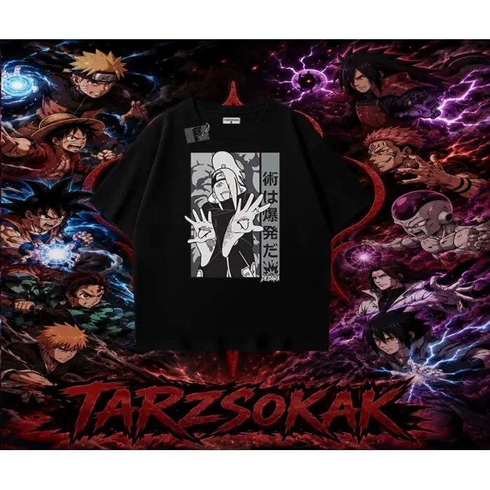 Deidara Naruto Anime Karakteri Oversize Unisex Tişört Beyaz