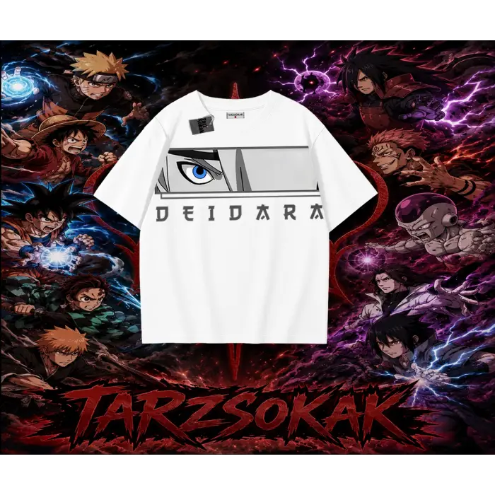 Deidara Naruto Anime Karakteri Oversize Unisex Tişört Beyaz