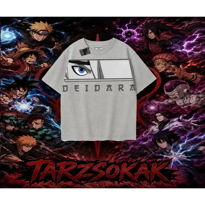 Deidara Naruto Anime Karakteri Oversize Unisex Tişört Beyaz