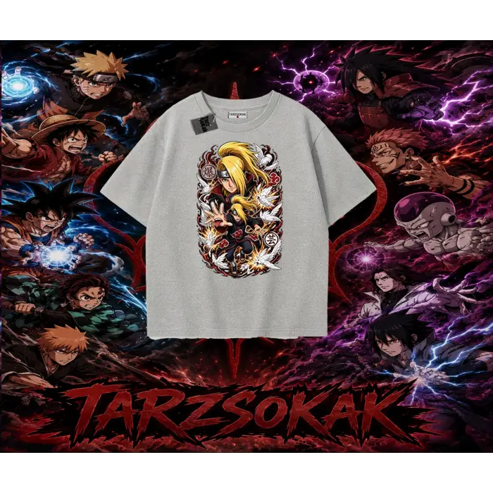 Deidara Naruto Anime Karakteri Oversize Unisex Tişört Beyaz