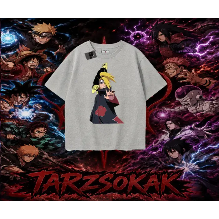 Deidara Naruto Anime Karakteri Oversize Unisex Tişört Beyaz
