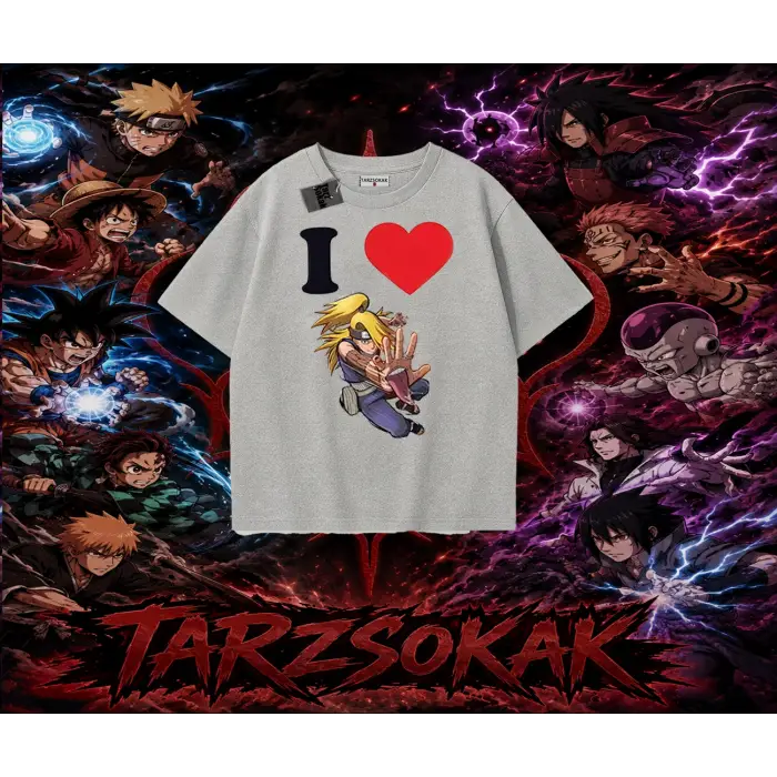 Deidara Naruto Anime Karakteri Oversize Unisex Tişört Beyaz