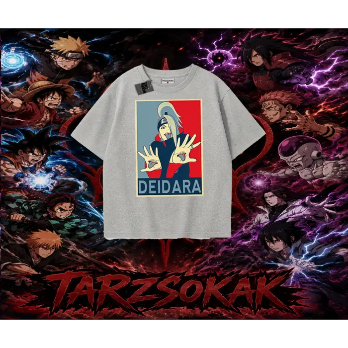 Deidara Naruto Anime Karakteri Oversize Unisex Tişört Beyaz