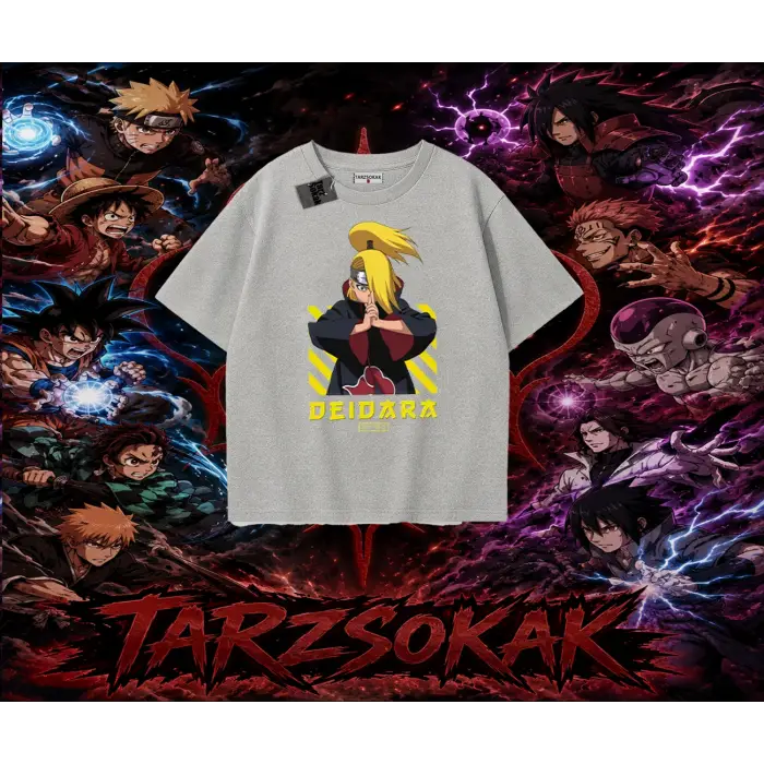 Deidara Naruto Anime Karakteri Oversize Unisex Tişört Beyaz