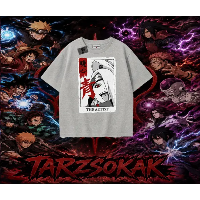 Deidara Naruto Anime Karakteri Oversize Unisex Tişört Beyaz