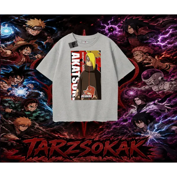 Deidara Naruto Anime Karakteri Oversize Unisex Tişört Beyaz