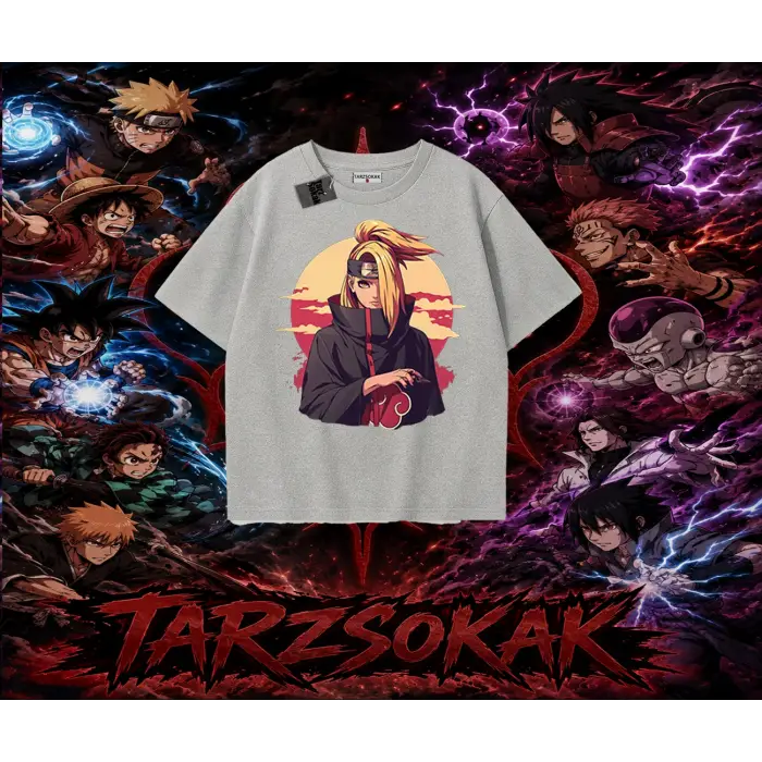 Deidara Naruto Anime Karakteri Oversize Unisex Tişört Beyaz