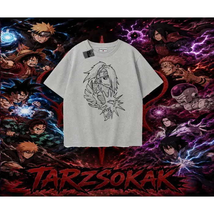 Deidara Naruto Anime Karakteri Oversize Unisex Tişört Beyaz