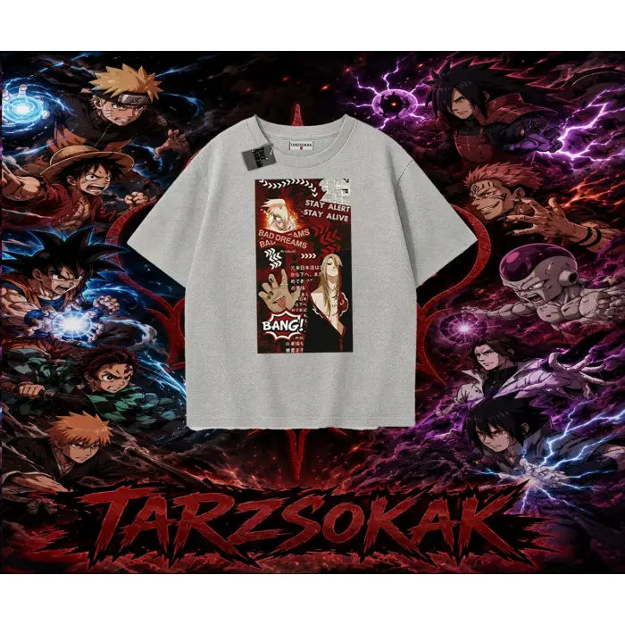 Deidara Naruto Anime Karakteri Oversize Unisex Tişört Beyaz