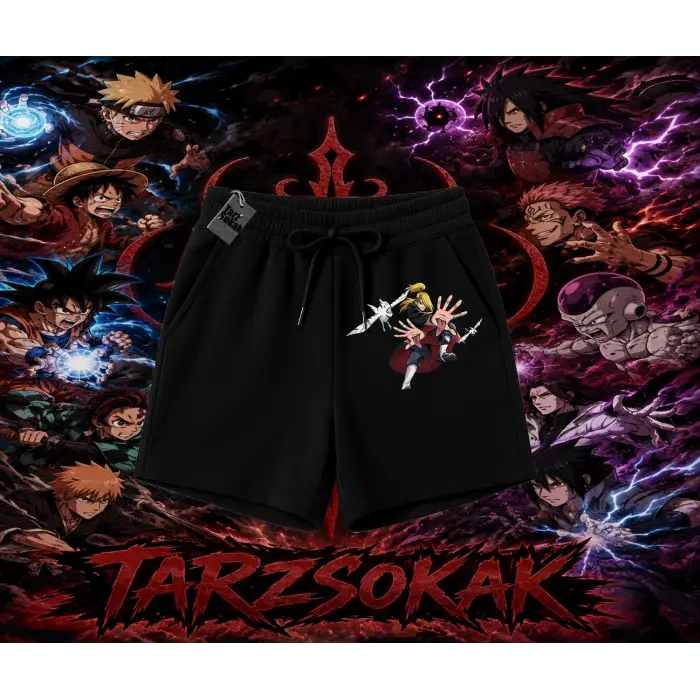 Deidara Naruto Anime Karakteri Unisex Şort Beyaz