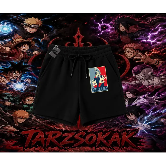Deidara Naruto Anime Karakteri Unisex Şort Beyaz