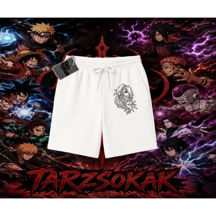 Deidara Naruto Anime Karakteri Unisex Şort Beyaz
