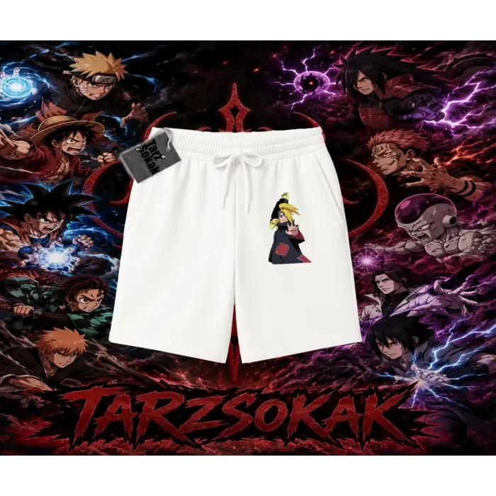 Deidara Naruto Anime Karakteri Unisex Şort Beyaz
