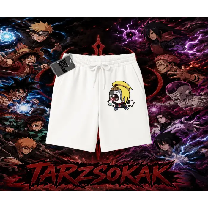 Deidara Naruto Anime Karakteri Unisex Şort Beyaz