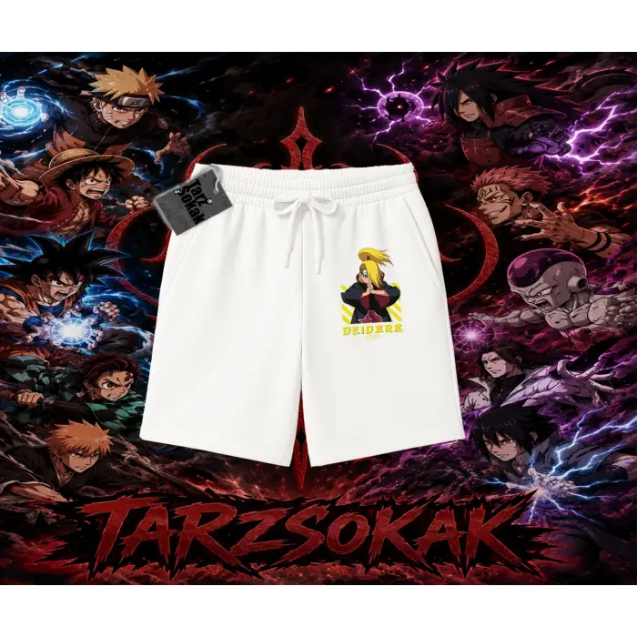 Deidara Naruto Anime Karakteri Unisex Şort Beyaz