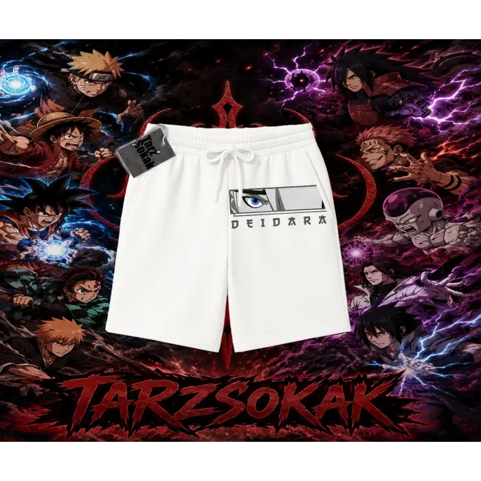 Deidara Naruto Anime Karakteri Unisex Şort Beyaz