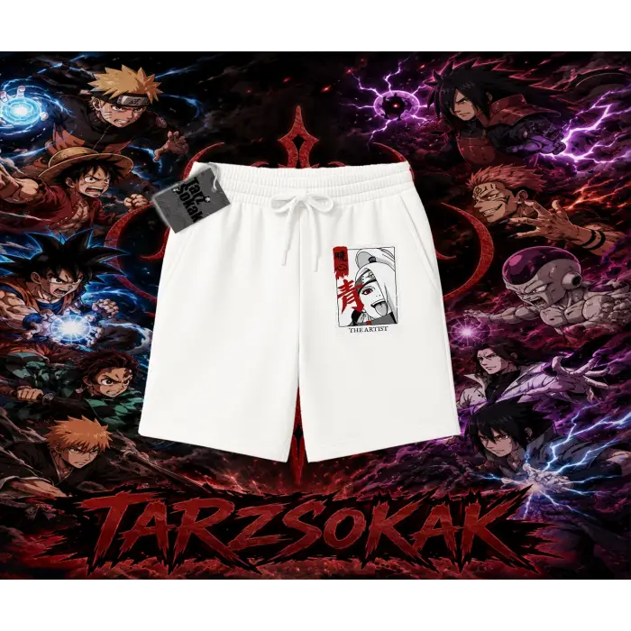 Deidara Naruto Anime Karakteri Unisex Şort Beyaz
