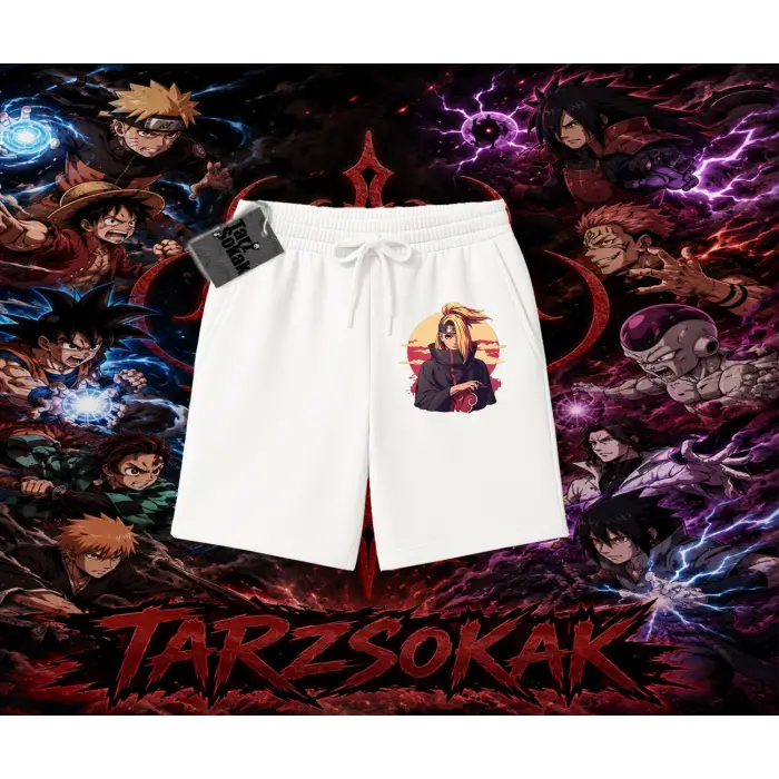 Deidara Naruto Anime Karakteri Unisex Şort Beyaz