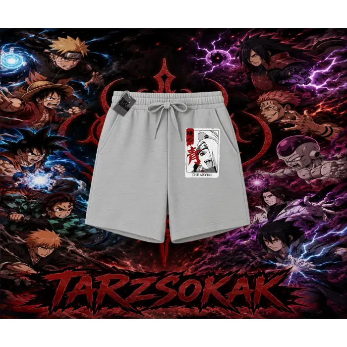 Deidara Naruto Anime Karakteri Unisex Şort Beyaz
