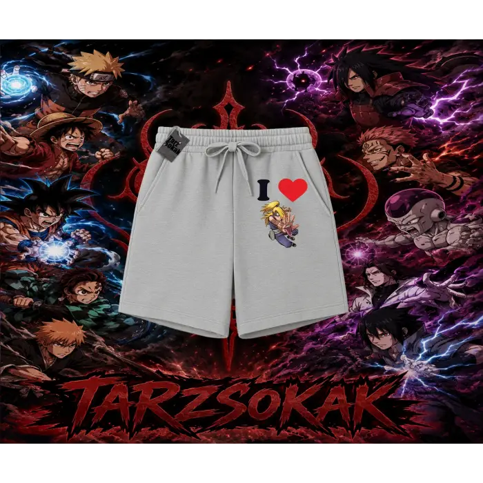 Deidara Naruto Anime Karakteri Unisex Şort Beyaz