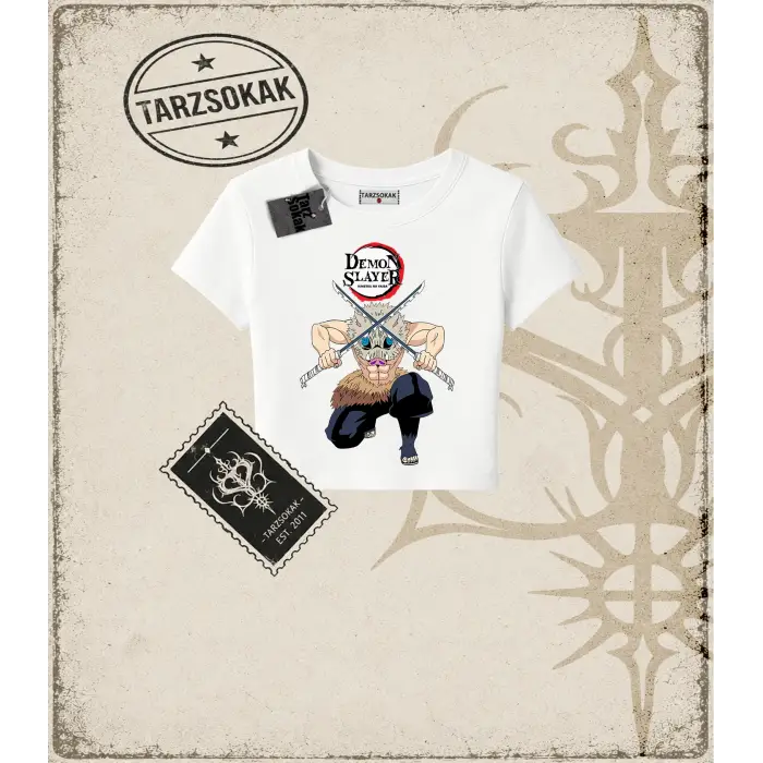 Demon Slayer Anime Baskılı Kadın Baby Tee