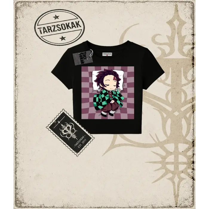 Demon Slayer Anime Baskılı Kadın Baby Tee
