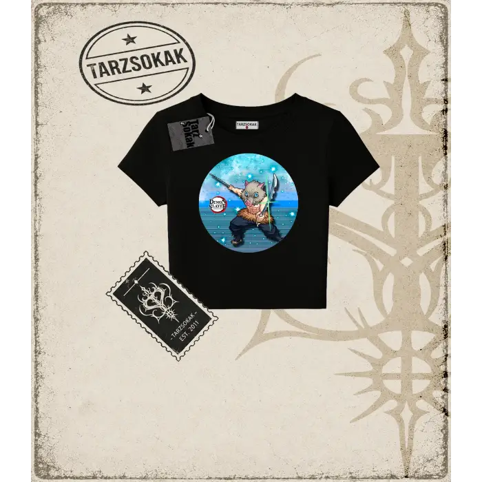 Demon Slayer Anime Baskılı Kadın Baby Tee