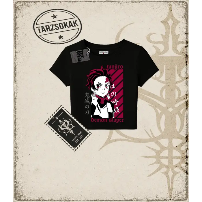 Demon Slayer Anime Baskılı Kadın Baby Tee