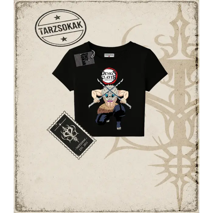 Demon Slayer Anime Baskılı Kadın Baby Tee