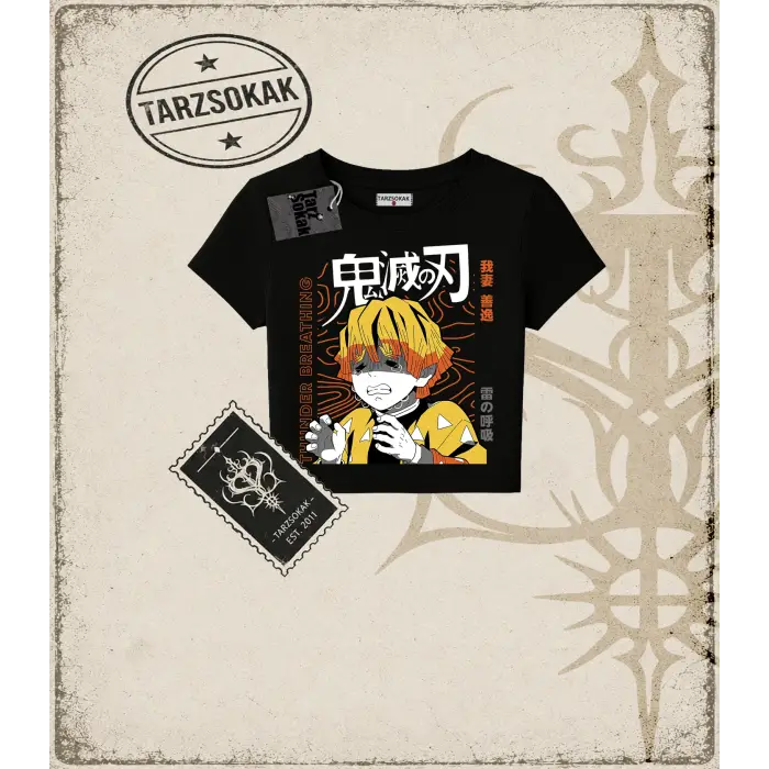 Demon Slayer Anime Baskılı Kadın Baby Tee