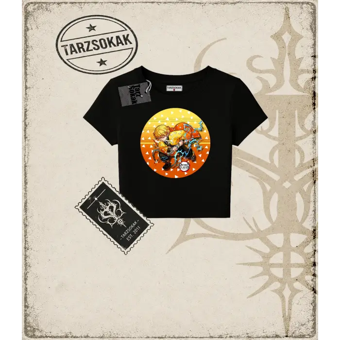 Demon Slayer Anime Baskılı Kadın Baby Tee