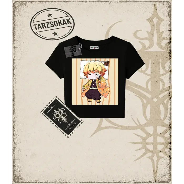 Demon Slayer Anime Baskılı Kadın Baby Tee