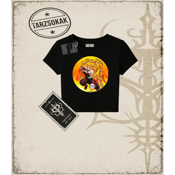 Demon Slayer Anime Baskılı Kadın Baby Tee