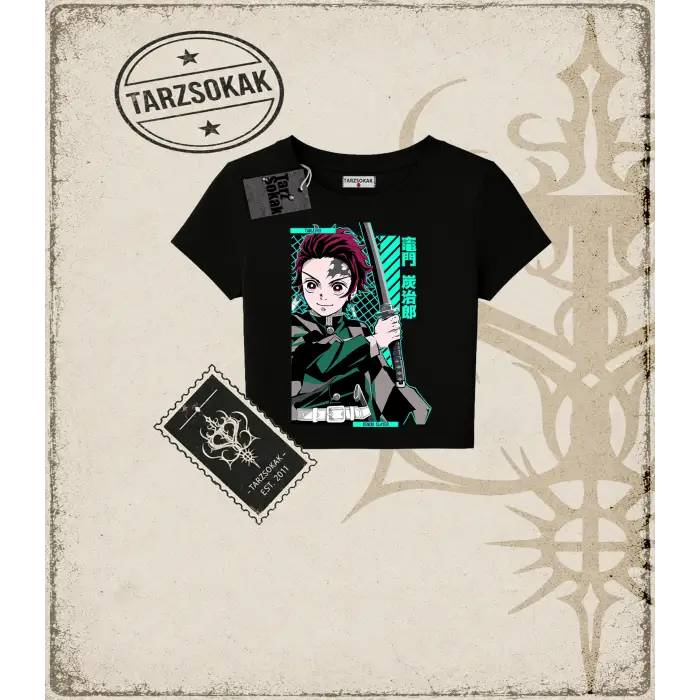 Demon Slayer Anime Baskılı Kadın Baby Tee