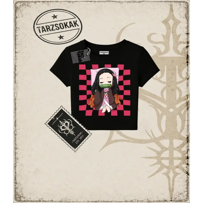 Demon Slayer Anime Baskılı Kadın Baby Tee