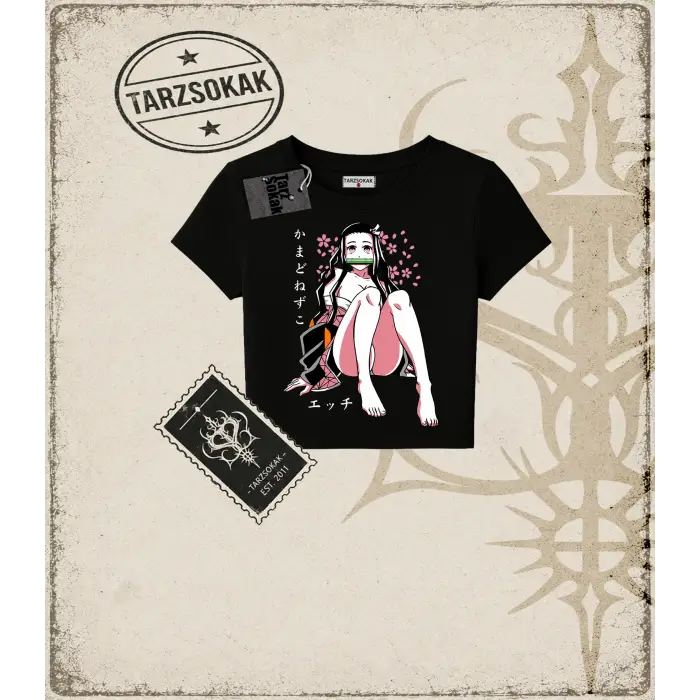 Demon Slayer Anime Baskılı Kadın Baby Tee