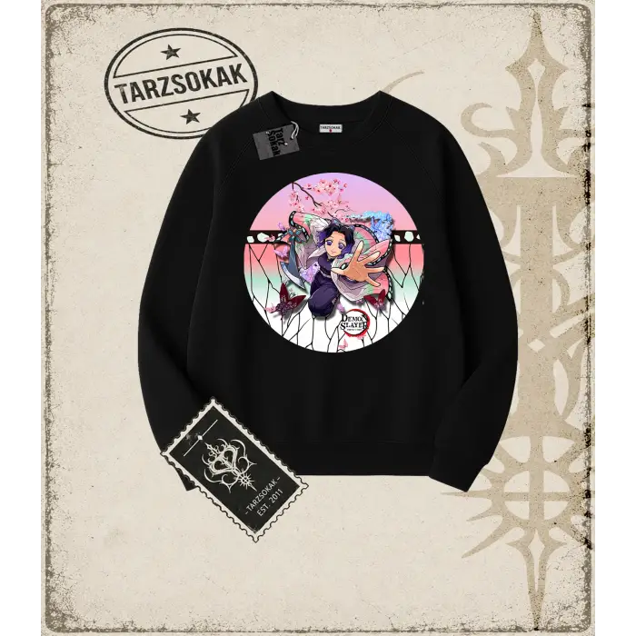 Demon Slayer Anime Baskılı Oversize Unisex Bisiklet Yaka Sweatshirt