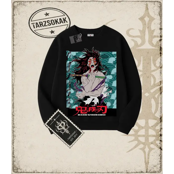 Demon Slayer Anime Baskılı Oversize Unisex Bisiklet Yaka Sweatshirt
